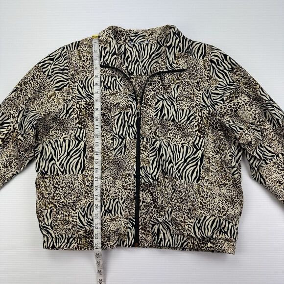 Koret Sport Bomber Jacket Women’s Medium Animal Print Leopard Zebra Track Zip - Picture 9 of 10